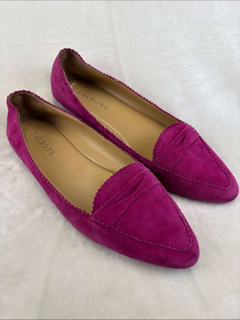 TALBOTS Francesca Keeper Driving Flats Fuchsia Suede Size 8